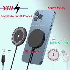 Magnetic Wireless Charger for All Phones - Black